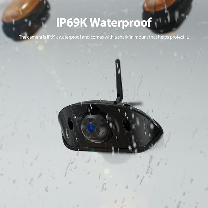 ZEROXCLUB Sharkfin Wireless Rear View Backup Camera for BW7, IR Night Vision, IP69K Waterproof- BW7R
