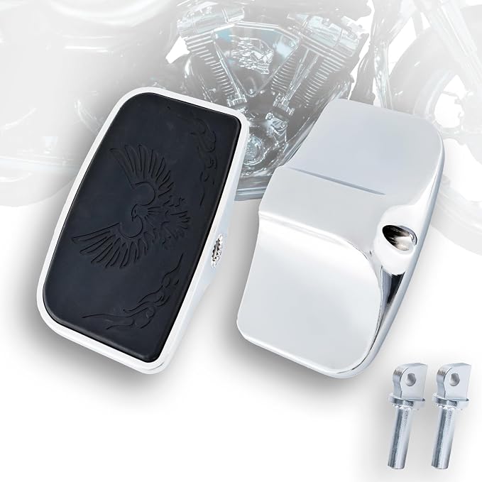 Driver Passenger Footpeg Passenger Peg Floorboard Footboard for Harley Road King street Glide Dyna Fatboy Softail lowrider V-Rod breakout Fatbob Streetbob Heritage Deluxe (Eagle-Chrome)