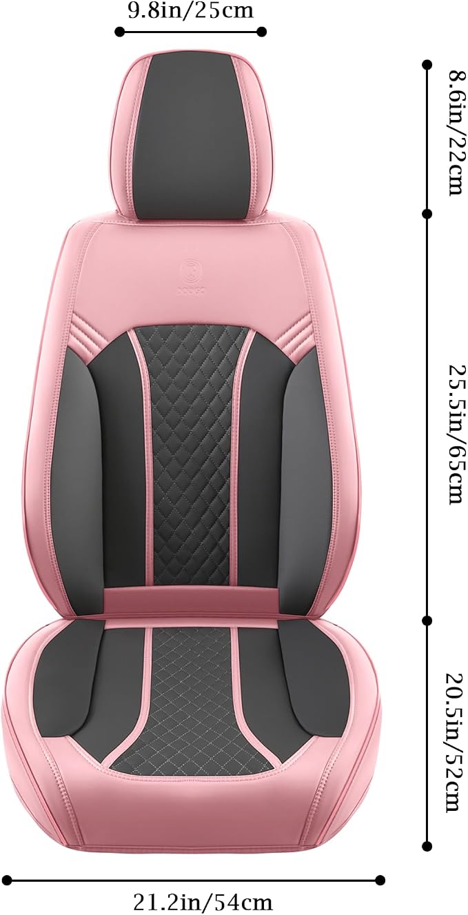 Doogo Seat Covers, Car Seat Covers, Breathable Front Seat Covers, Universal Non-Slip Seat Cushion Pink Automotive Seat Covers Accessories for SUV Sedan Truck Truck-Pink/Gary