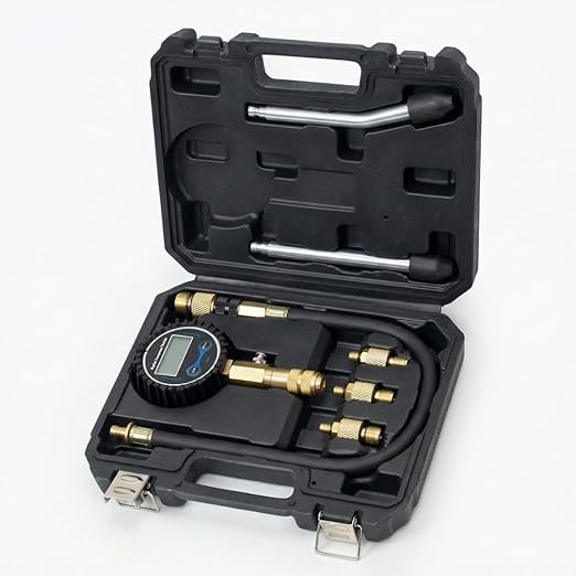 Digital Compression Tester Kit 300 PSI - Automotive Gasoline Engine Cylinder Compression Gauge with Adapters & Hose, Professional Diagnostic Tool for Car, Motorcycle, Small Engine