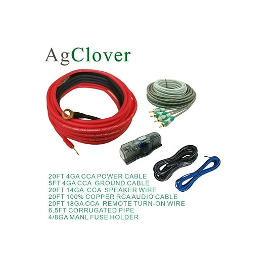 4 Gauge CCA Amplifier Installation Wiring Kit 1000W Power Handling Complete Amp Wire Kit for High-Performance Car Audio Systems, Delivers Clear Power to Subwoofers, Speakers, and Head Units AGAK4