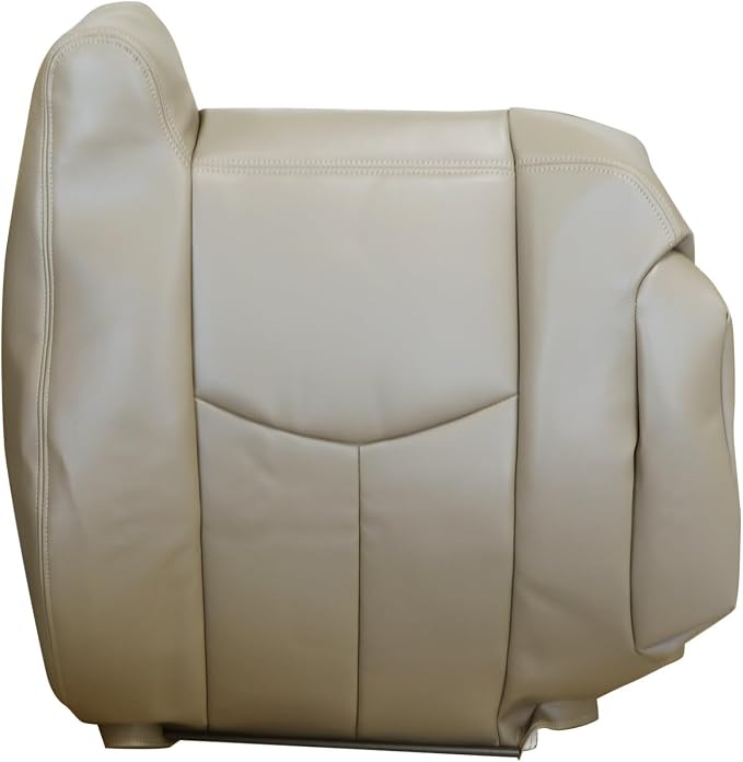 Front Driver and Passenger Bottom and Top Lean Back Leather Seat Covers Tan #522 Compatible with Chevy Avalanche Silverado GMC Sierra 1500 2500 3500 HD 2003 2004 2005 2006