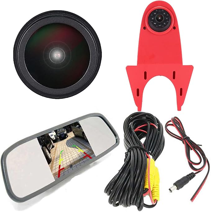 Caros HD 1280x720 Pixels 1000 TV Line 3rd Brake Light Reversing Camera Brake lamp Parking Camera Replacement for Ford Transit Connect 2014-2017 Transporter Business MPV SUV Bus +4.3'' Reverse Monitor