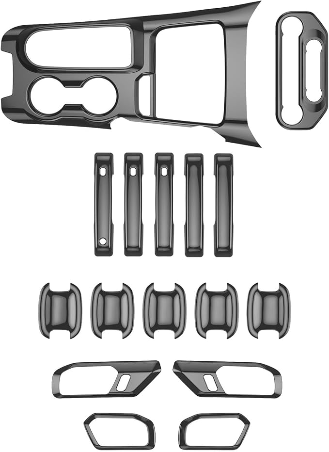 PTYYDS 16Pcs Door Handle Cover Compatible with 2021-2024 Ford Bronco Door Bowl Cover ABS Glossy Black Gear Shift Panel Cover Replacement for 2021-2024 Ford Bronco Accessories