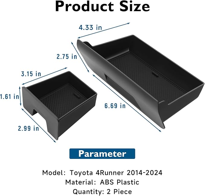 BIBLOZ Center Console Storage Drawer for Toyota 4Runner Accessories 2014-2022 2023 2024 Center Console Organizer Box Console Cubby Drawers 2PCS