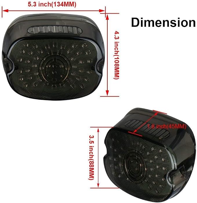 MZS Motorcycle Tail Light, LED Turn Signal Integrated Brake Taillight Low Profile Smoke Compatible with Sportster Softail Dyna Road King Electra Glide Street Bob Fatboy Touring Super