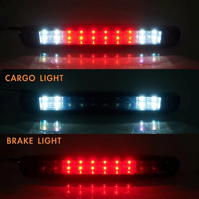 Third 3rd Brake Light, LED High Mount Stop Light for 2007-2013 Chevy Silverado/GMC Sierra 1500 2500HD 3500HD, Rear Center Cab Roof Tail Cargo Lamp, Smoke Lens