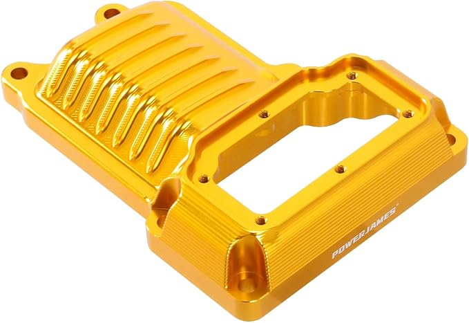 POWER JAMES Visible Aluminum Transmission Top Cover Compatible with Harley Davidson 2008-2017 Dyna FX, Softail FL,Touring Models with Twin Cam (Gold)