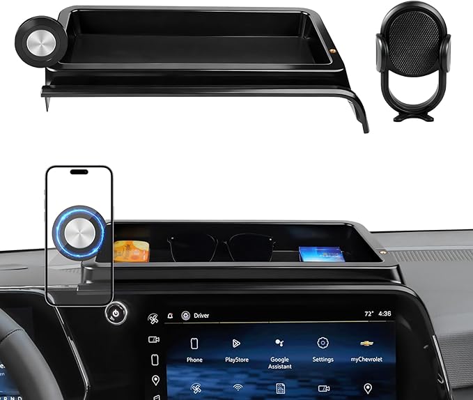 Karltys Upgraded 360° Rotation Magnetic Phone Holder Organizer for Chevy Equinox(LT/RS/ACTIV) 2025 2026 Accessories, Screen Organizer & Magnetic Phone Mount for Chevy Equinox 11.3" Screen(Not for EV)