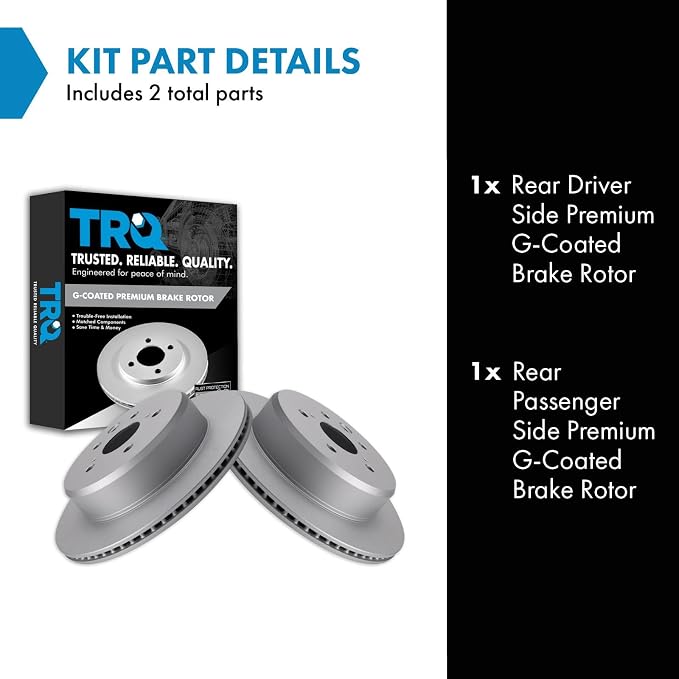 TRQ Rear Brake Rotor Set G Coated Vented Compatible with 2013-2020 Lexus GS350 GS450h GS200t GS300 IS200t IS300 IS350 RC200t RC300 RC350