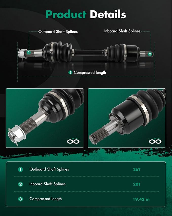 SCITOO CV Axle Shaft Assembly Front Left Right Fits for 2020-2021 for Honda Foreman 500, for Rubicon 500 44350-HR6-B01 44220-HR3-W51 2PCS