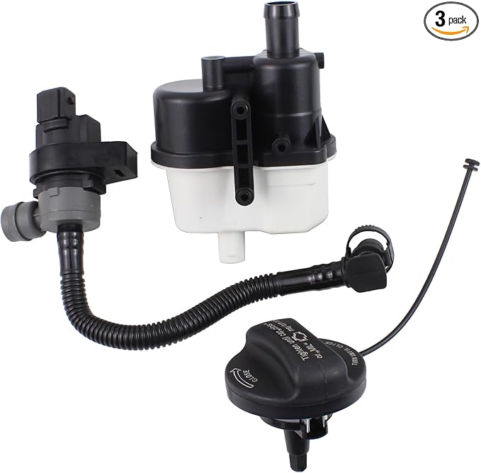 MOTOKU Fuel Vapor Leak Detection Pump Vapor Canister Vent Valve Solenoid w/Pipe and Gas Cap Set for BMW 128i 328i 328xi 528i xDrive 530xi 530i X5
