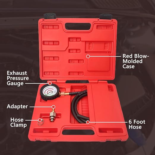 Exhaust Back Pressure Tester/Gauge, Automotive Replacement Exhaust Cat-Back Systems with 6-Foot Hose Automotive Back Pressure Tester