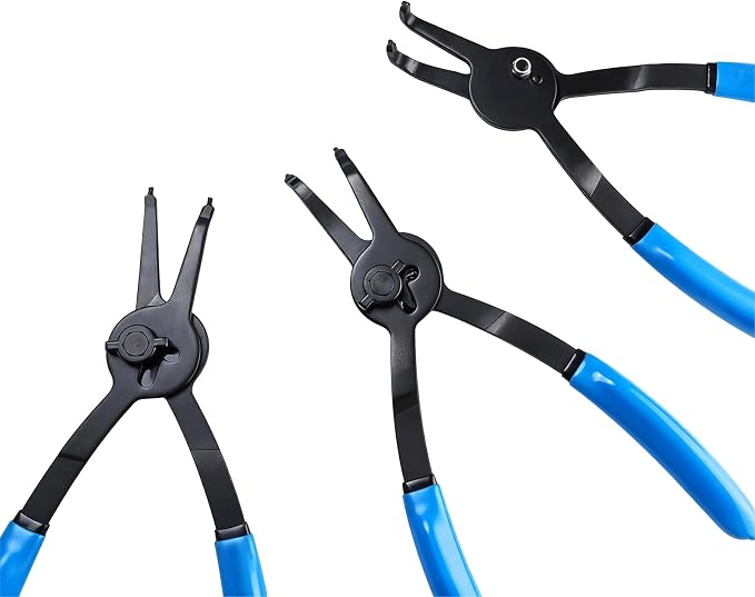 8MILELAKE 12pcs Snap Ring Plier Set, Heavy Duty Internal/External Circlip Pliers Kit, Retaining Ring Circlip C Clip Pliers Straight/Bent Jaw Tips for Automotive & Machinery Maintenance