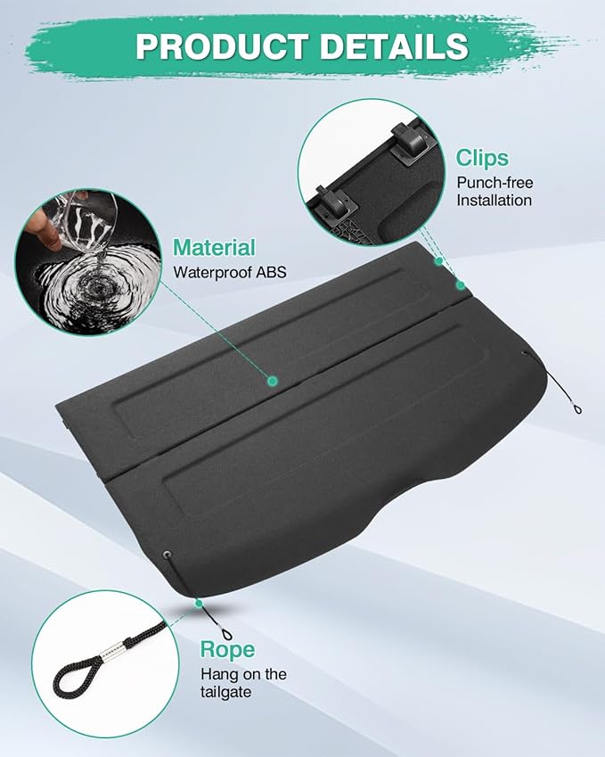 Powerty Cargo Cover for Audi Q5 2009-2017, Trunk Cover Privacy Screen Rear Security Shade Cover Cargo Board for Q5 Accessories(Can Withstand Load)