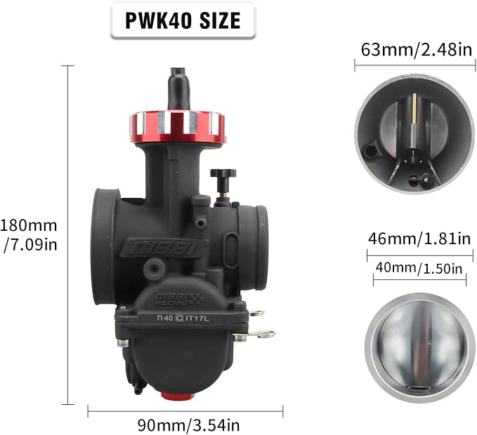 NIBBI Carburetor PWK 40mm Motorcycle, 500cc-600cc Power Carb With Carb Jets, Fit GY6 Engine Dirt Bike Mini Bike SSR TTR Apollo TaoTao ATV