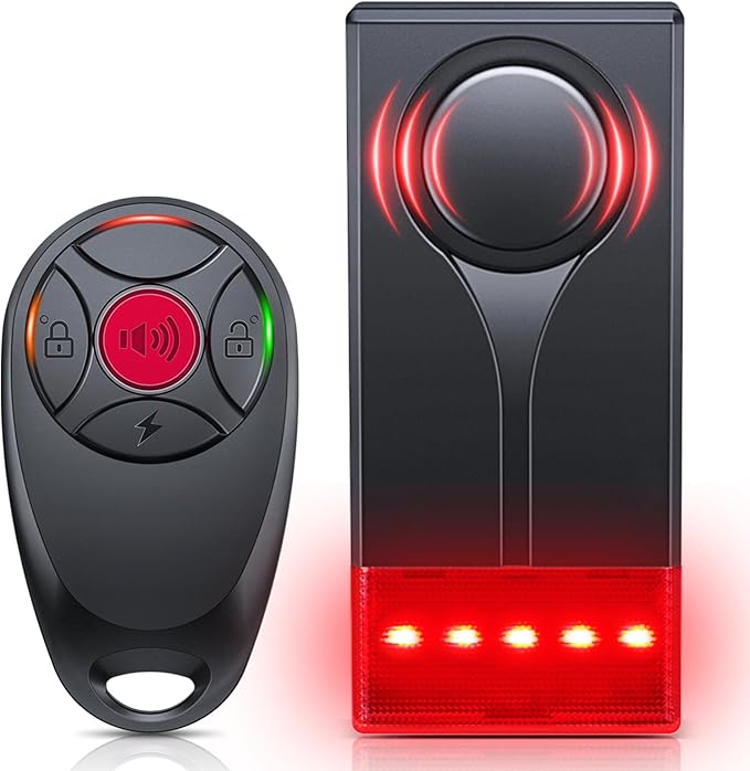 Car Vibration Sound & Light Alarm with Remote, ELECTOP 108dB Automobile Anti-Theft Vibration Alert, Anti-Theft LED Flashing Security Light Wireless Remote Vibration Car Alert Vehicle Security Alarm