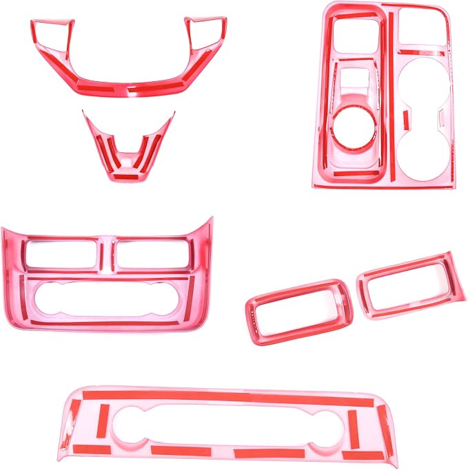 Lcojicep 7PCS Full Set Interior Trim Kit Compatible with Ford Maverick 2022-2024 Central Control air Conditioner Switch Panel Gear Panel air Conditioner Outlet Cover Decoration (Sports red)