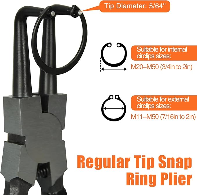 Snap Ring Pliers Set, 4pcs 7" Internal/External Circlip Pliers Kit with Straight/Bent Jaw, Heavy Duty Precision Spring Loaded Pliers for Ring Remover Retaining and Remove Hoses, Gaskets