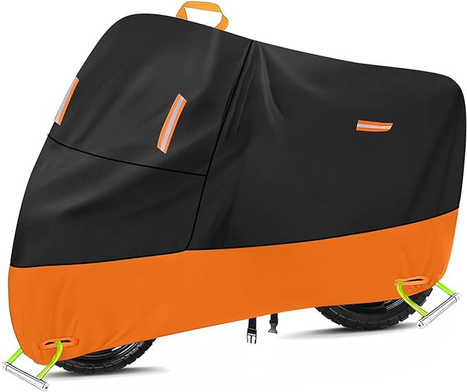 Heavy Duty Motorcycle Cover 300D Oxford Heavy Duty Oxford Dirt Bike Cover 450cc funda para Moto Protect from Rain Sun Snow Dust UV Storm Wind Electric Motorcycle rain Cover (XXL: 86" x 37" x 50")