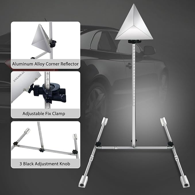 ADAS Calibration Tool Kit Compatible with Honda Toyota Kia Ford ADAS Radar Aiming Calibration Tool,Post with 0-30 Centimeter Scale,Corner Reflector Target with Billet Aluminum Stand