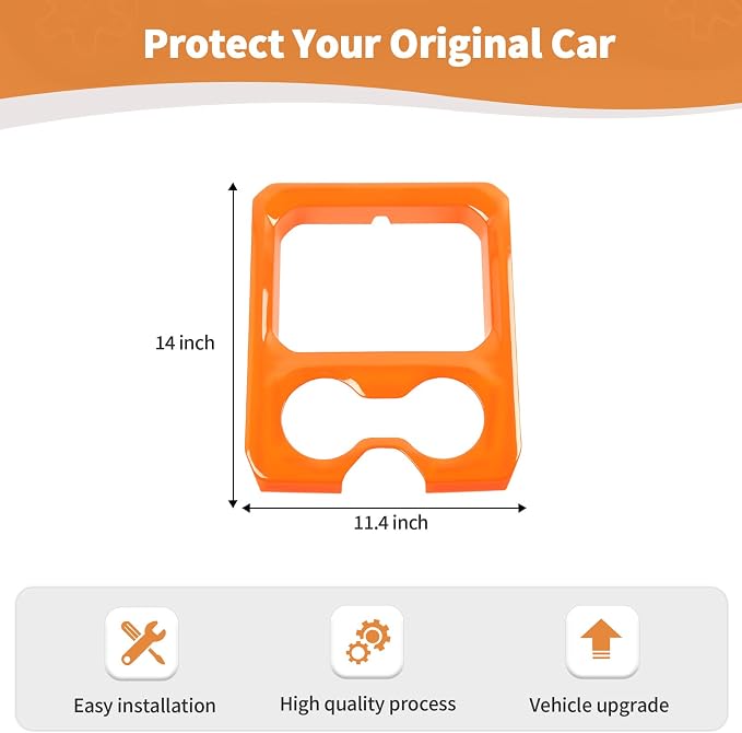RT-TCZ for Dodge RAM Orange Center Console Cup Holder Panel Trim Cover for Dodge RAM 2018 2019 2020 2021 2022 2023 Orange Interior Accessories