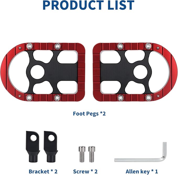 Motorcycle Foot Pegs Male Mount Footrests Offroad Floorboards Fit for Harley Touring Electra Glide Road Glide Road King Dyna Sportster (Red Edge)