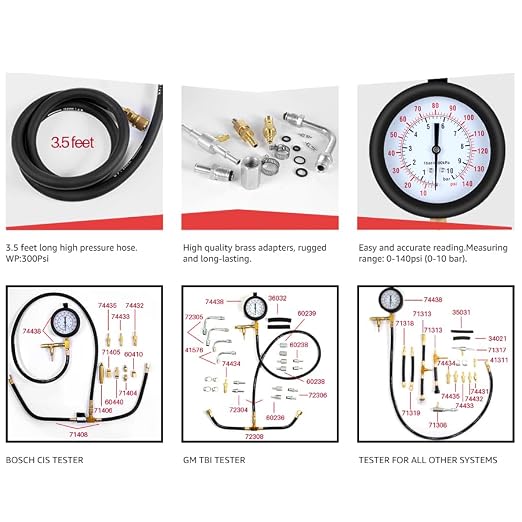 Digital Fuel Injection Pressure Tester TU-443 Multifunction Fuel System Pressure Gauge Fuel Injection Pressure Test Gauge for Petrol Engine Fuel Pressure Testers