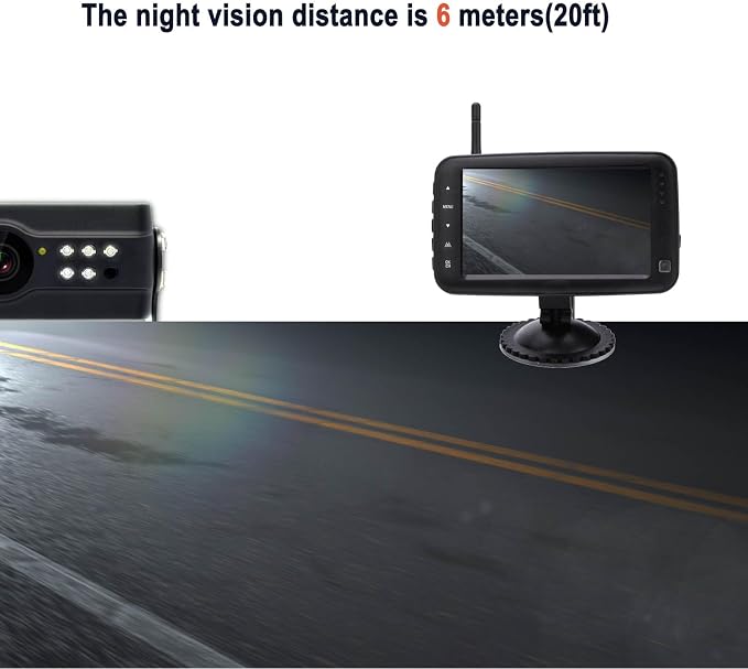 Wireless Backup Camera HD Monitor, Easy Install Stable Digital Signal No Delay Rear View Camera, Color Image Night Vision Reverse Camera for Car, Truck, Pickup, SUV, Van, Camper