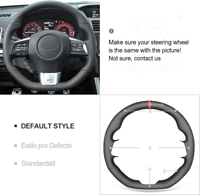 MEWANT Hand Stitched Genuine Leather Steering Wheel Cover for Subaru WRX (STI) Levorg 2015-2019 DIY Steering Wheel Wrap