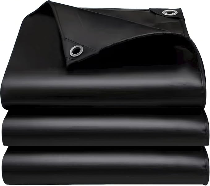 10x20FT Tarps Heavy Duty Waterproof, Large Heavy Duty Tarps with Grommets Reinforced Edges, UV Resistant, Tear&Fade Resistant, 16 Mil Black Covers for Camping Patio Roof Boat Outdoor