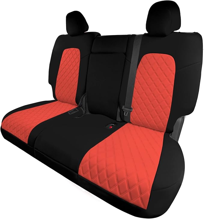 FH Group Custom Fit Car Seat Covers Specifically Made for 2020-2025 Tesla Model Y Ultraflex Neoprene Water Resistant Automotive Seat Covers - Rear Set Red