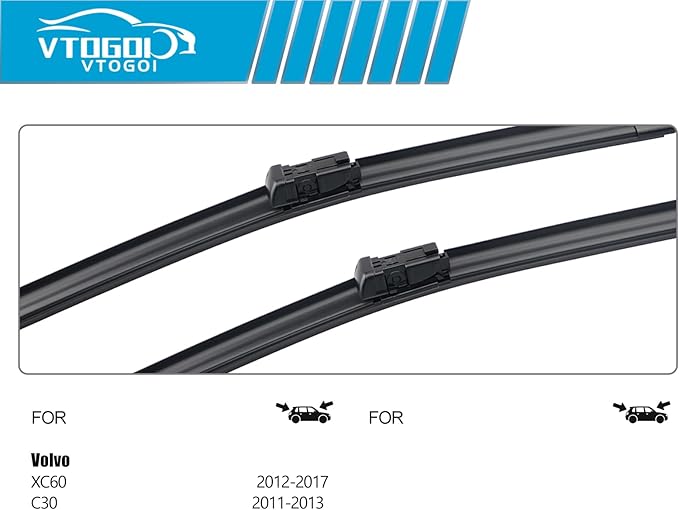 OEM Windshield Wiper Blades Replacement for Volvo XC60 2012 2013 2014 2015 2016 2017 Volvo C30 2011 2012 2013, All Weather Original Factory Quality Front & Rear Wipers Set 26"+20"+14" (Pack of 3)