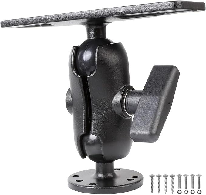 xik 1.5" Ball Short Arm Fish Finder Mount, Aluminum Alloy Marine Electronic Mount, Round Base with 1.5 inches / 38mm / C Size Ball Adapters, Compatible with Garmin, Lowrance, Humminbird and More