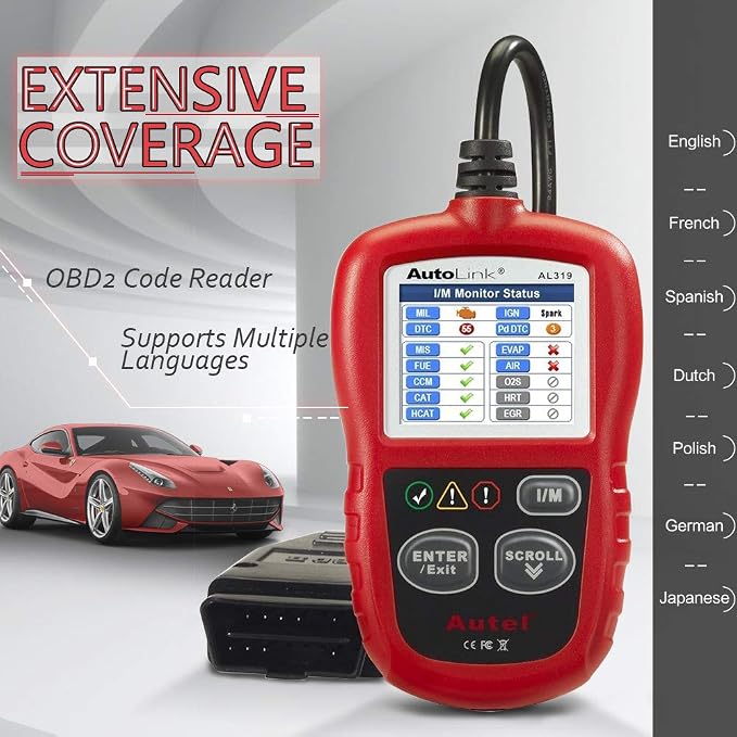 Autel Autolink AL319 Car OBD2 Scanner Code Reader Engine Fault Code Reader Scanner CAN Diagnostic Scan Tool for All OBD II Protocol Cars Since 1996