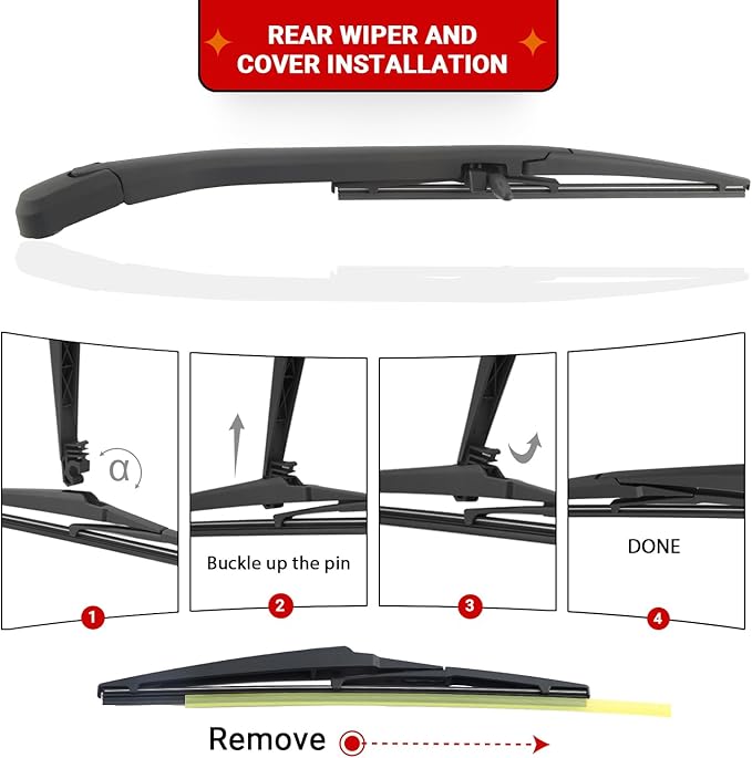 Windshield Wiper Blade Replacement for Toyota 4Runner 2010-2022 Original Equipment Replacement Front Rear Wiper Blades - 24" 20" 12" (Set of 3) U/J Hook