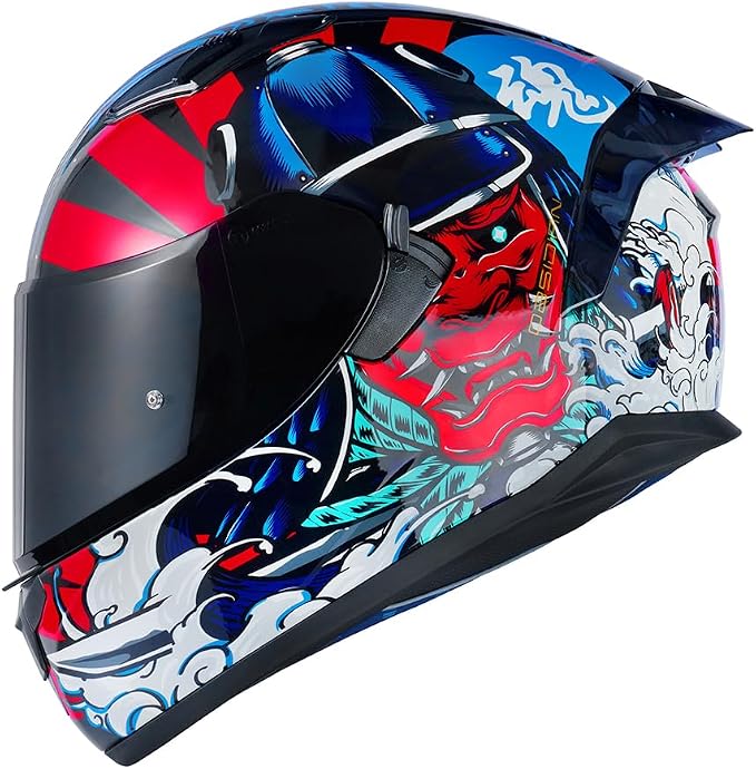 HAX Obsidian Full Face Dual Visor Adult Motorcycle Helmet for Motorbike Street Bike with Pinlock Ready DOT Approved Samurai Red XL