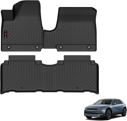 KELCSEECS Floor Mat Custom for 2024 2023 2022 Hyundai Ioniq 5 Unmovable Center Console (Fixed Center Console) All Season Guard for Car Mats TPE Floor Liners Ioniq 5 Accessories Front & Rear Row