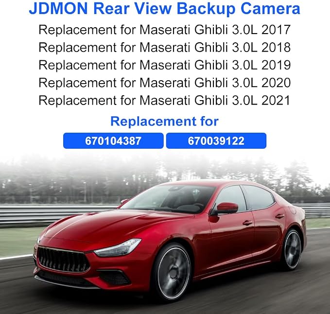 JDMON Backup Camera Replacement for Maserati Ghibli 3.0L 2017 2018 2019 2020 2021 Reverse Park Assist Camera Replacement for 670104387 670039122