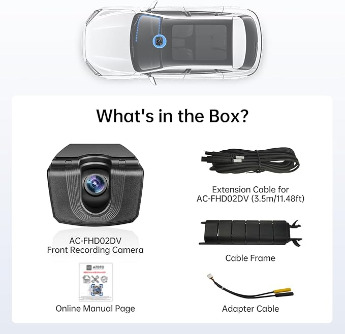 ATOTOZONE AC-FHD02DV FHD 1080P On-Dash DVR Camera, GPS Track Playback,136°Wide Angle，WDR，Night Vision，24H Parking Mode,G-Sensor,Loop Recording,Outage-Proof，Support 128GB Max，Only for X10 Series