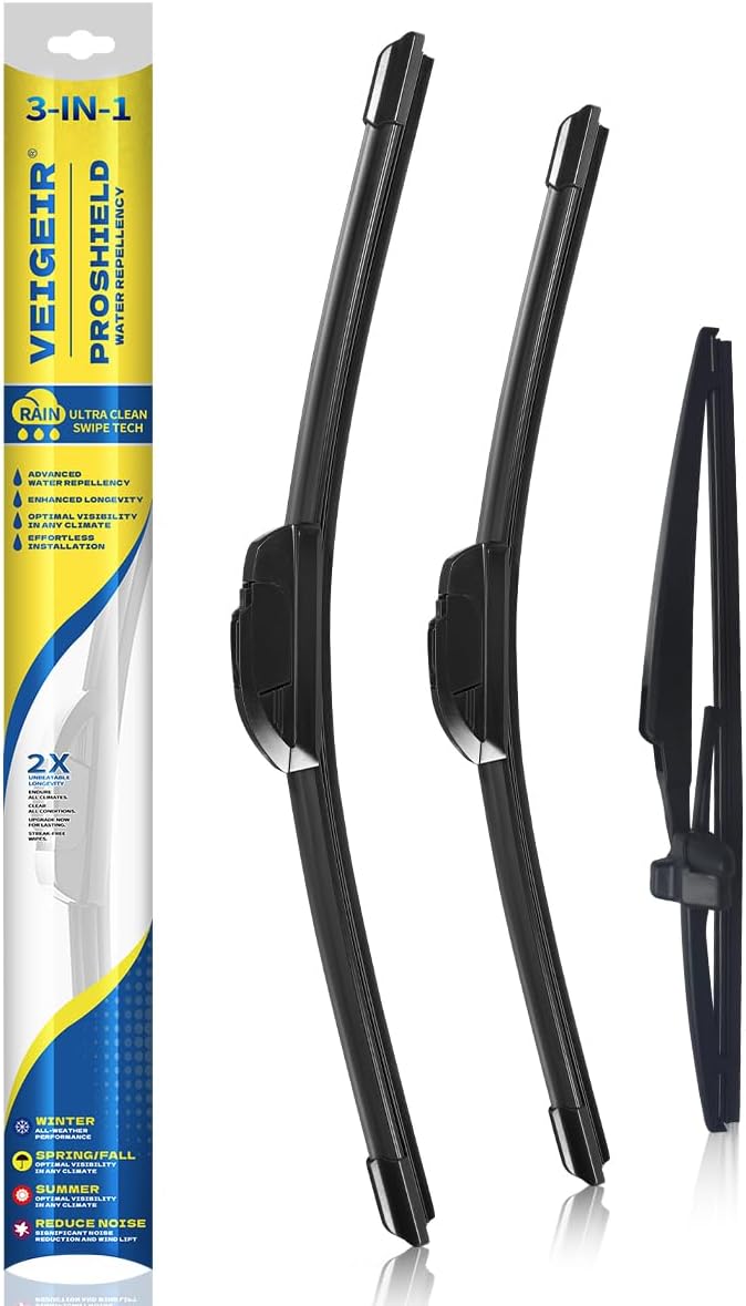 3 Pack Windshield Wiper Blades Compatible With Toyota 4Runner 2009 2008 2007 2006 2005 2004 2003 Automotive Replacement Front Rear Wiper Blades Set For My Car - 22" 20" 12"