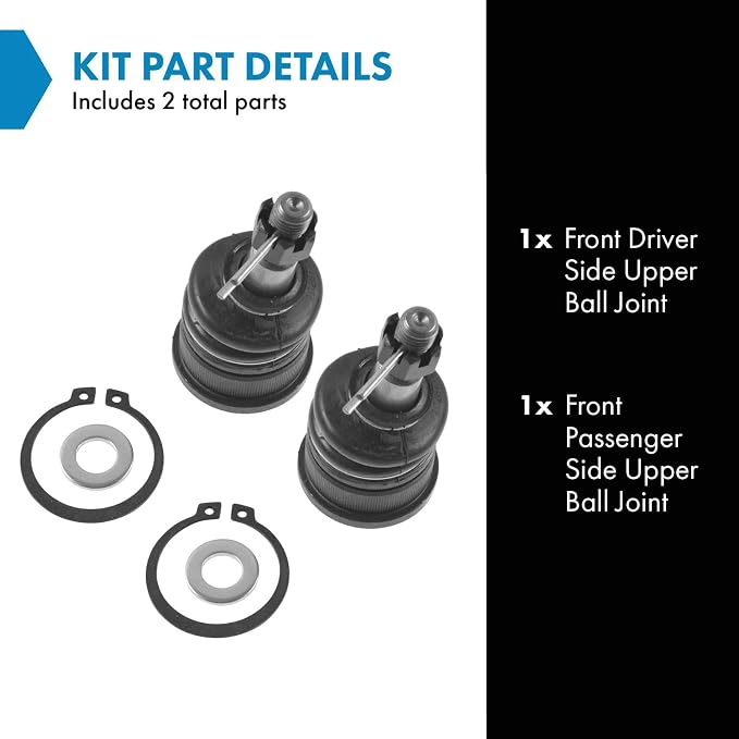 TRQ Front Upper Ball Joint Set Compatible with 2006-2010 Jeep Commander 2005-2010 Grand Cherokee