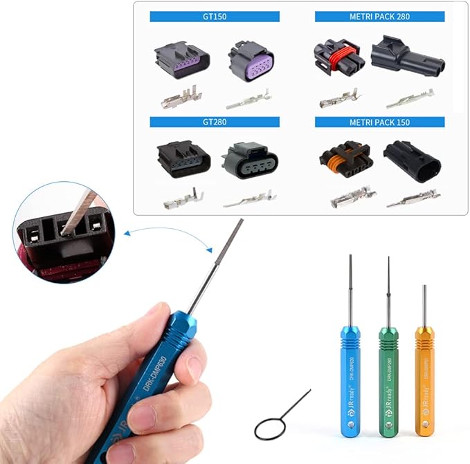 JRready ST5211 Pin Removal Tool KIT for Weather Pack Metri Pack Series Connector Harness terminals and Connector Crimp pin etc Electrical Connector, Tool KIT Include DRK 785084 Amp 1.5mm Removal Tool