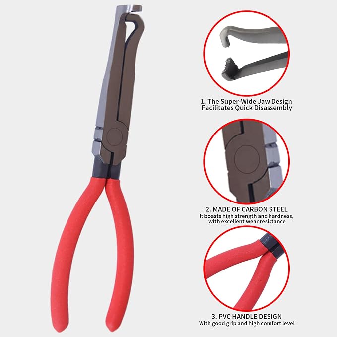 Automotive Electrical Disconnect Pliers Kit - 4PC Connector Removal Tool for Cars, Wire Terminal Separator & Hose Clamp Pliers Set, Non-Damaging Plug Disconnect Tool for Mechanics & DIY