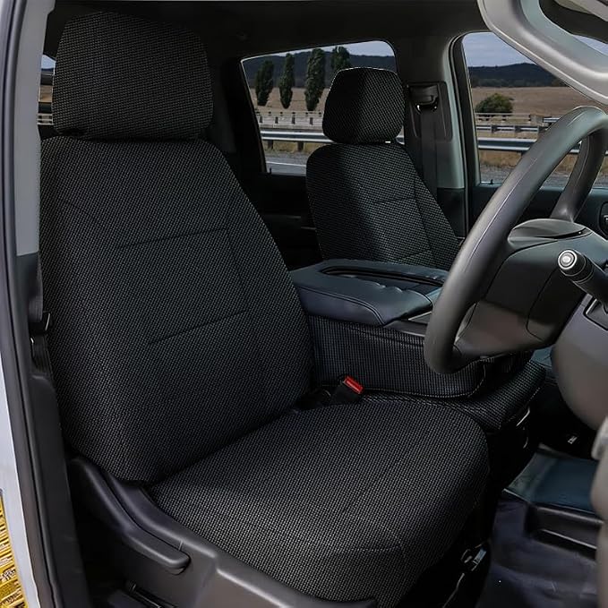 Seat Covers for Chevy Silverado & GMC Sierra 1500 2014 2015 2016 2017 2018 Heavy Duty Cloth Protector Interior Accessories，Waterproof & Machine Washable-Black (Front)