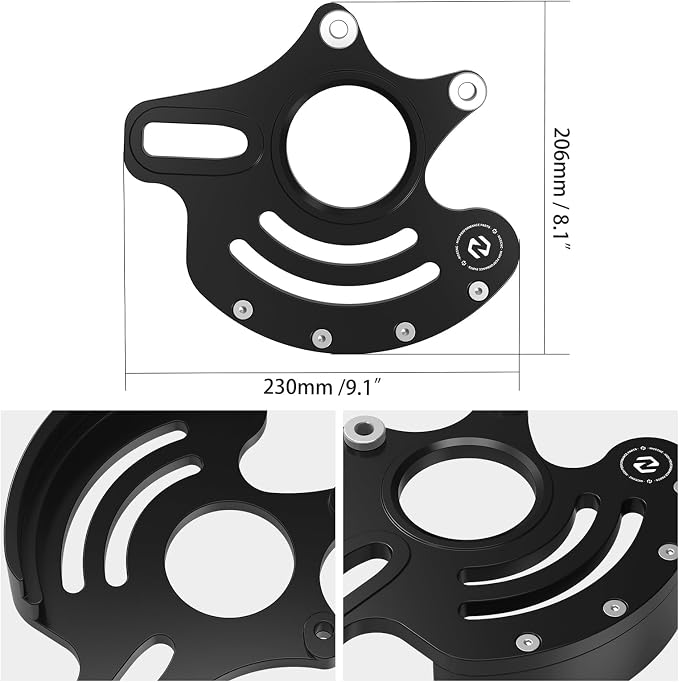 NICECNC Rear Caliper Bracket Disc Brake Guard 11mm Aluminum Compatible with Yamaha YFZ450R 2009 2010 2011 2012-2022, Black