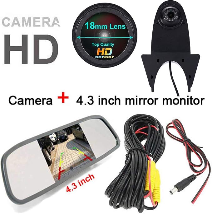 1280x720 Pixels 3rd Brake Light Reverse Camera Parking for sprinter vito viano Citroen Dacia Fiat Ford Hyundai Isuzu Iveco Mitsubishi Nissan Peugeot Seat skoda Toyota VW crafter T5+4.3"Reverse Screen