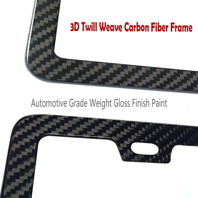 BGGTMO License Plate Frame Carbon Fiber - Stainless Steel License Plate Frames Handmade Covering 100% Real Carbon Fiber | Stainless Steel Tamper Proof License Plate Screws | Slim Frame Qty 1