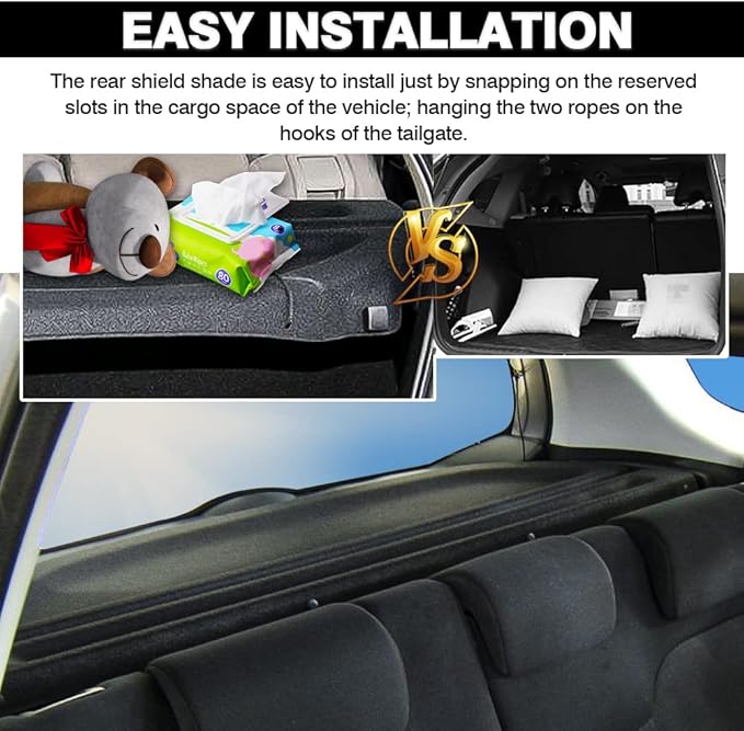 Powerty Cargo Cover Compatible with Honda Fit 2009 2010 2011 Accessories Trunk Cover Trunk Security Shield Shade (Can Withstand Load)