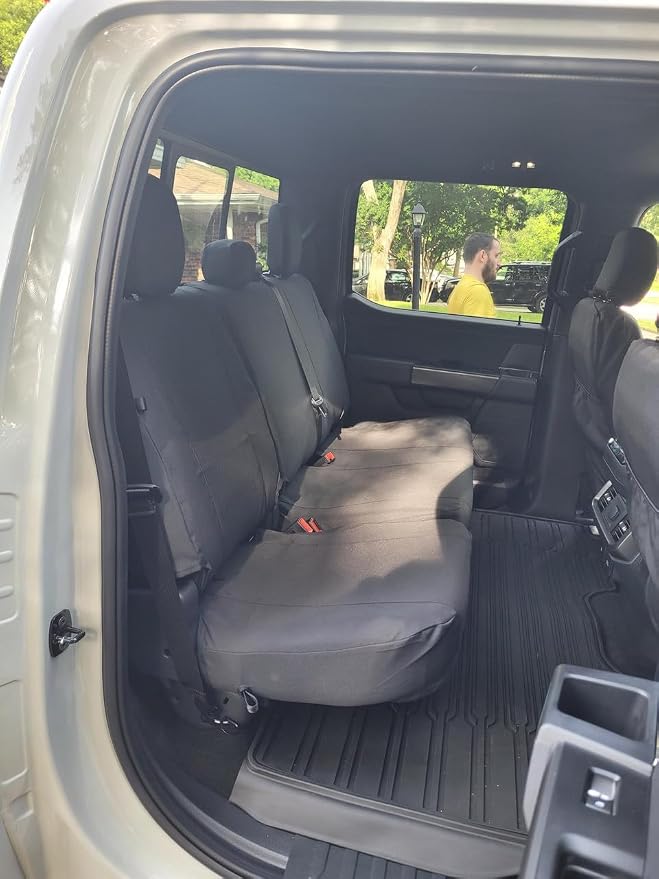 Durafit Seat Covers F522 - Exact Fit Seat Covers - 2019-2025 F150-F550 XL/XLT/Lariat Crew Cab Rear 60/40 Made in Black Endura